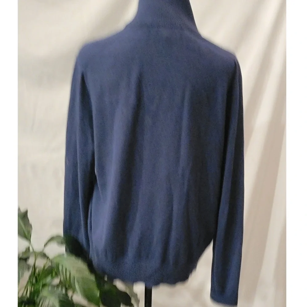 Banana Republic Mens Navy Blue Mock Neck Button‎ Placket Knit Sweater Large